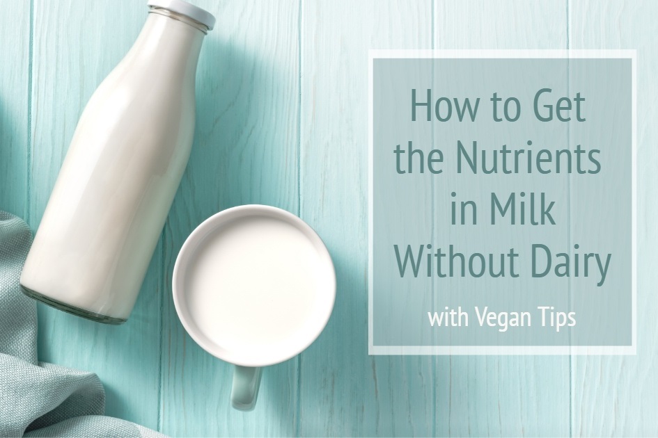 How to Get the Nutrients in Milk without Dairy - Healthy Dairy-Free Diet Tips for Macronutrients (fat, protein, etc), Vitamins, and Minerals.  With Vegan Notes.