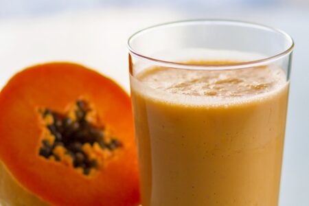 Tropical Papaya Smoothie Recipe - dairy-free, soy-free, and vegan. Cool, sweet, and creamy with coconut.