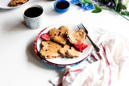 Vegan Chocolate Chip Pancakes with Strawberries Recipe