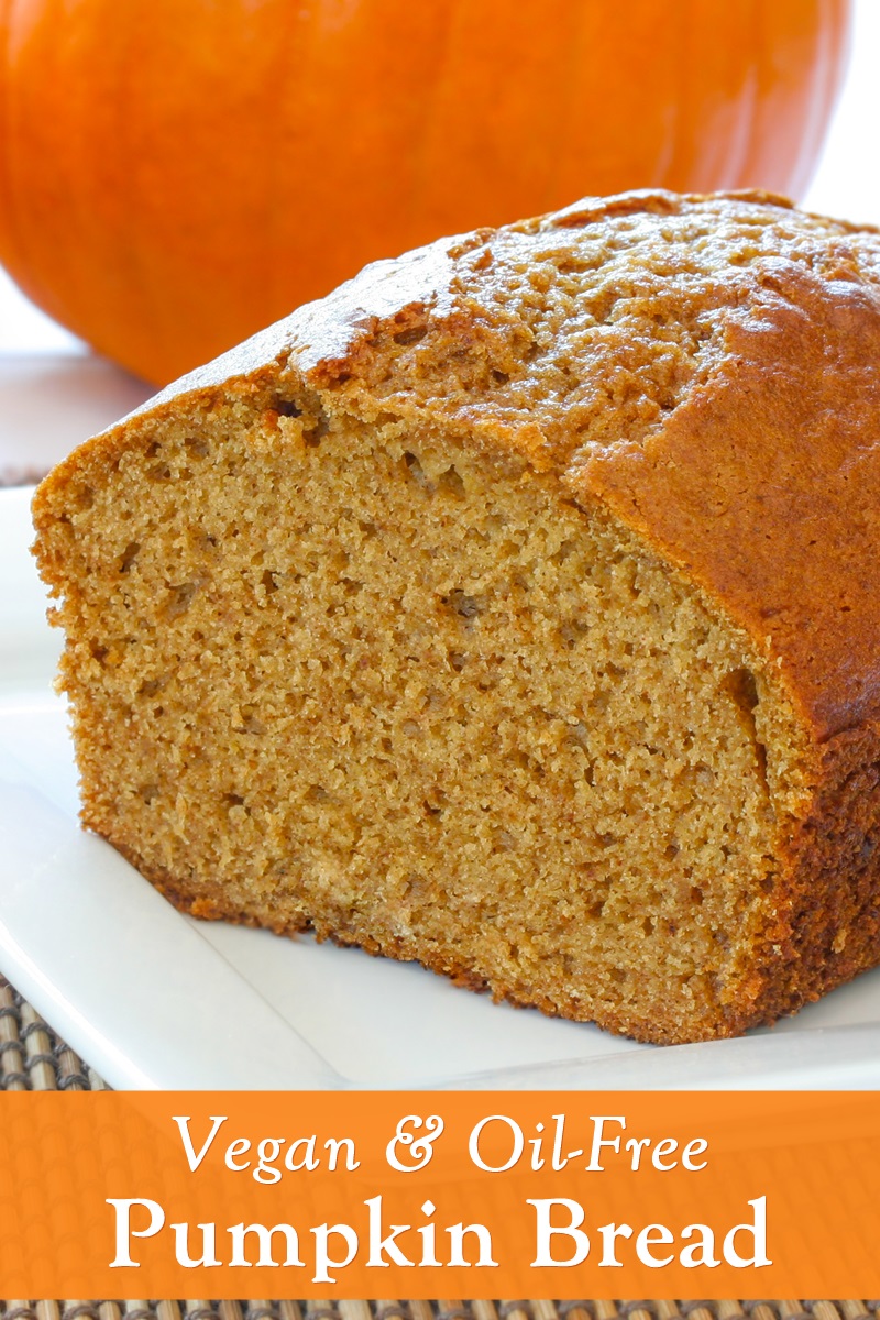 Vegan Oil-Free Pumpkin Bread Recipe with Flaxseed