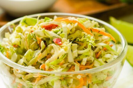 Sweet and Sour Coleslaw Recipe - Plant-Based, Mayo-Free, Oil-Free, and Fat-Free