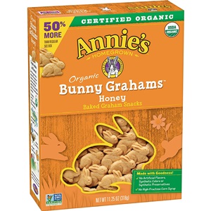 Annie's Organic Bunny Grahams Review - details on ingredients, allergens, nutrition and more! Pictured: Honey