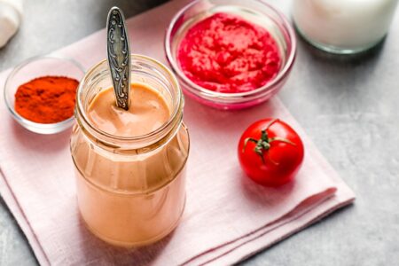Dairy-Free Russian Dressing Recipe (Creamy & Plant-Based) - also oil-free, mayo-free, gluten-free, and soy-free. Optionally paleo-friendly.