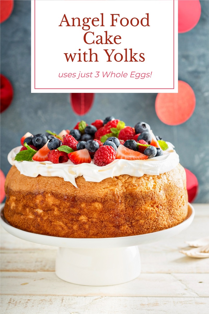 Angel Food Cake with Yolks - the Recipe uses Just 3 Whole Eggs! Naturally dairy-free, nut-free, soy-free.