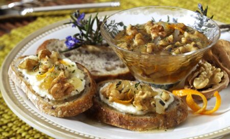 Bulgarian Spread for Bread - A Honey-Walnut Dip that's great for appetizers or a snack - dairy-free, gluten-free, optionally vegan