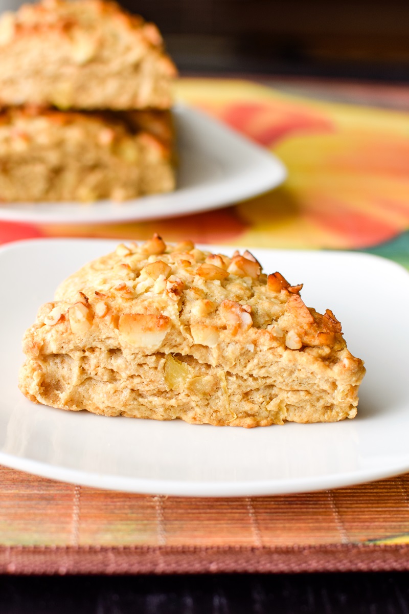 Vegan Pineapple Macadamia Scones Recipe - dairy-free, egg-free, soy-free, and optionally nut-free. Pictured made with whole wheat flour, can be made with all-purpose.