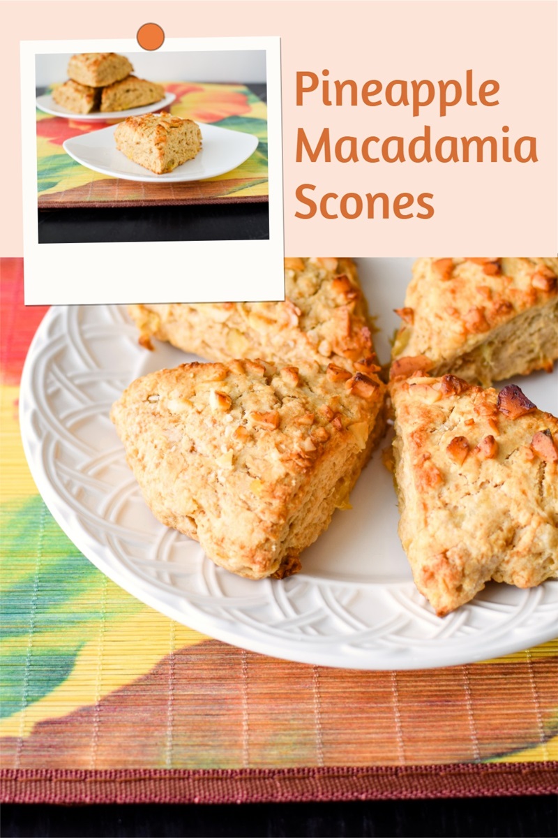 Vegan Pineapple Macadamia Scones Recipe - dairy-free, egg-free, soy-free, and optionally nut-free. Pictured made with whole wheat flour, can be made with all-purpose.1