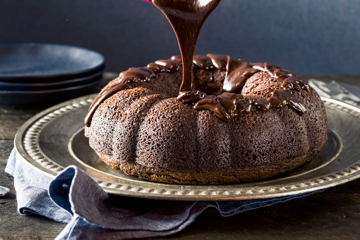 Vegan Dark Chocolate Bundt Cake with Dark Chocolate Espresso Glaze Recipe - naturally dairy-free and egg-free!