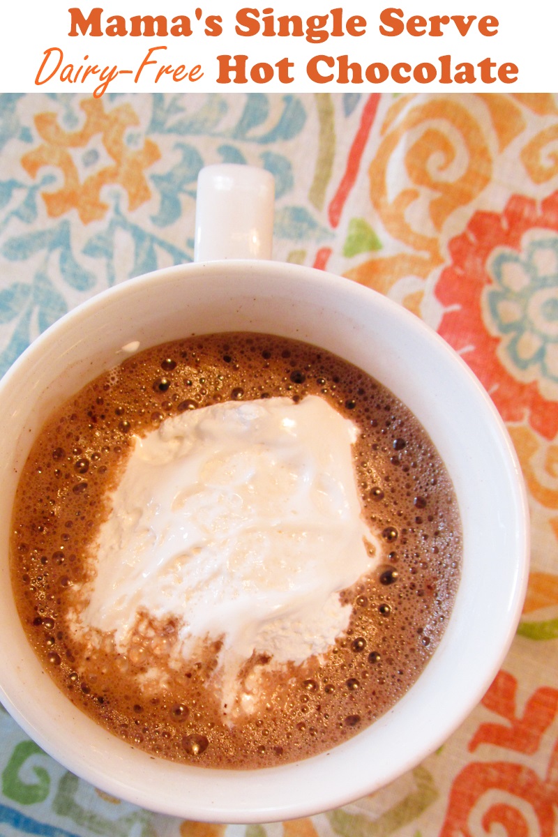 Mama's Single Serve Hot Chocolate Recipe with Marshmallow Creme - Dairy-free, Allergy-friendly and optionally Vegan