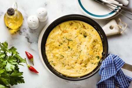 Vegan Tofu Frittata Recipe with Spinach or Other Vegetables. Healthy, plant-based, dairy-free, egg-free, cheeseless, gluten-free, nut-free, and even oil-free!