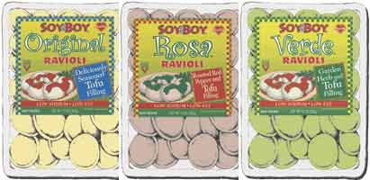 SoyBoy Ravioli - organic tofu stuffed vegan ravioli available in 3 different flavors