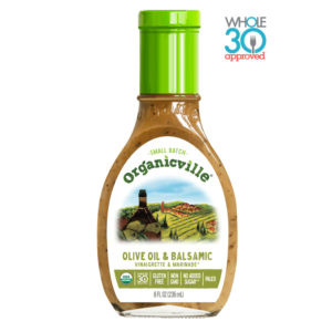 Organicville Salad Dressing Reviews and Info - dairy-free ranch, vegan vinaigrettes, whole 30 approved! Pictured: Olive Oil and Balsamic