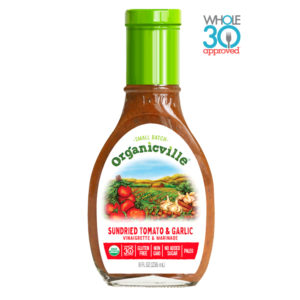 Organicville Salad Dressing Reviews and Info - dairy-free ranch, vegan vinaigrettes, whole 30 approved! Pictured: Sundried Tomato