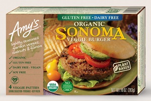 Amy's Veggie Burgers Reviews and Info - Seven Varieties - all dairy-free, vegan, and plant-based! Includes the meaty quarter pound, plant-forward California, and more.
