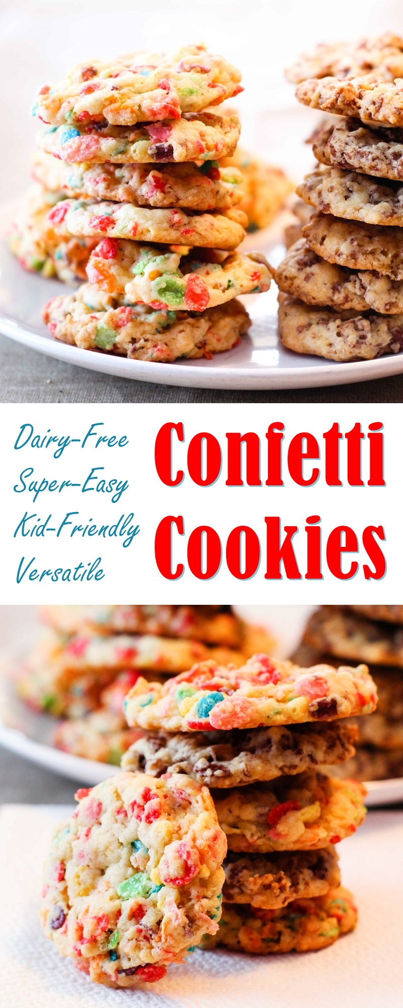 Confetti Cookies Recipe - a super-easy, dairy-free, hack recipe with vegan option! Kid-friendly and party-ready.