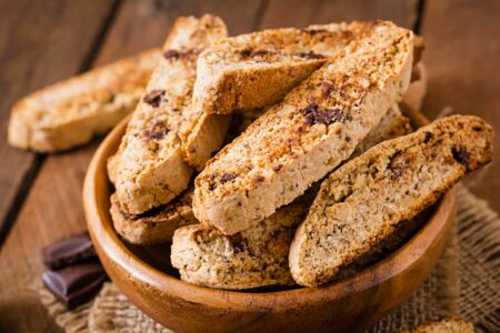 Vegan Chocolate Chip Biscotti made without Dairy and Eggs - Easy Pantry Recipe!