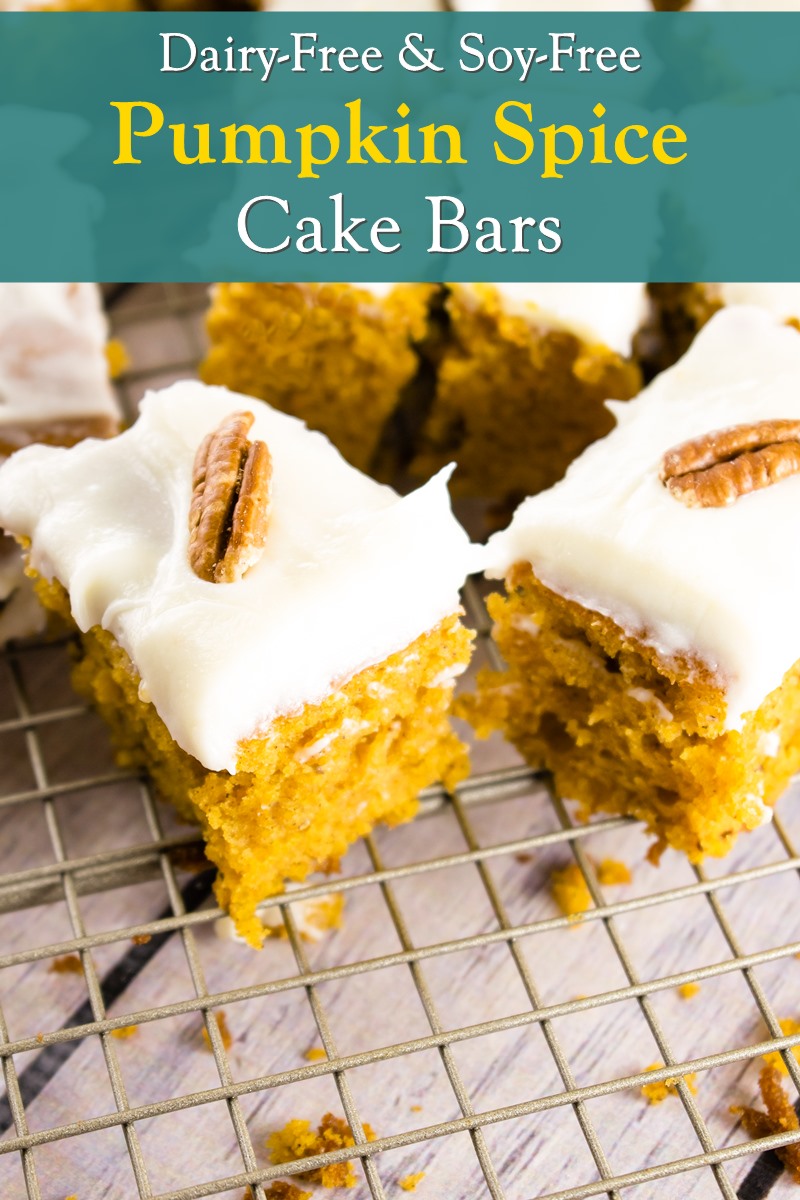 Pumpkin Spice Cake Bars Recipe with Dairy-Free Cream Cheese Frosting