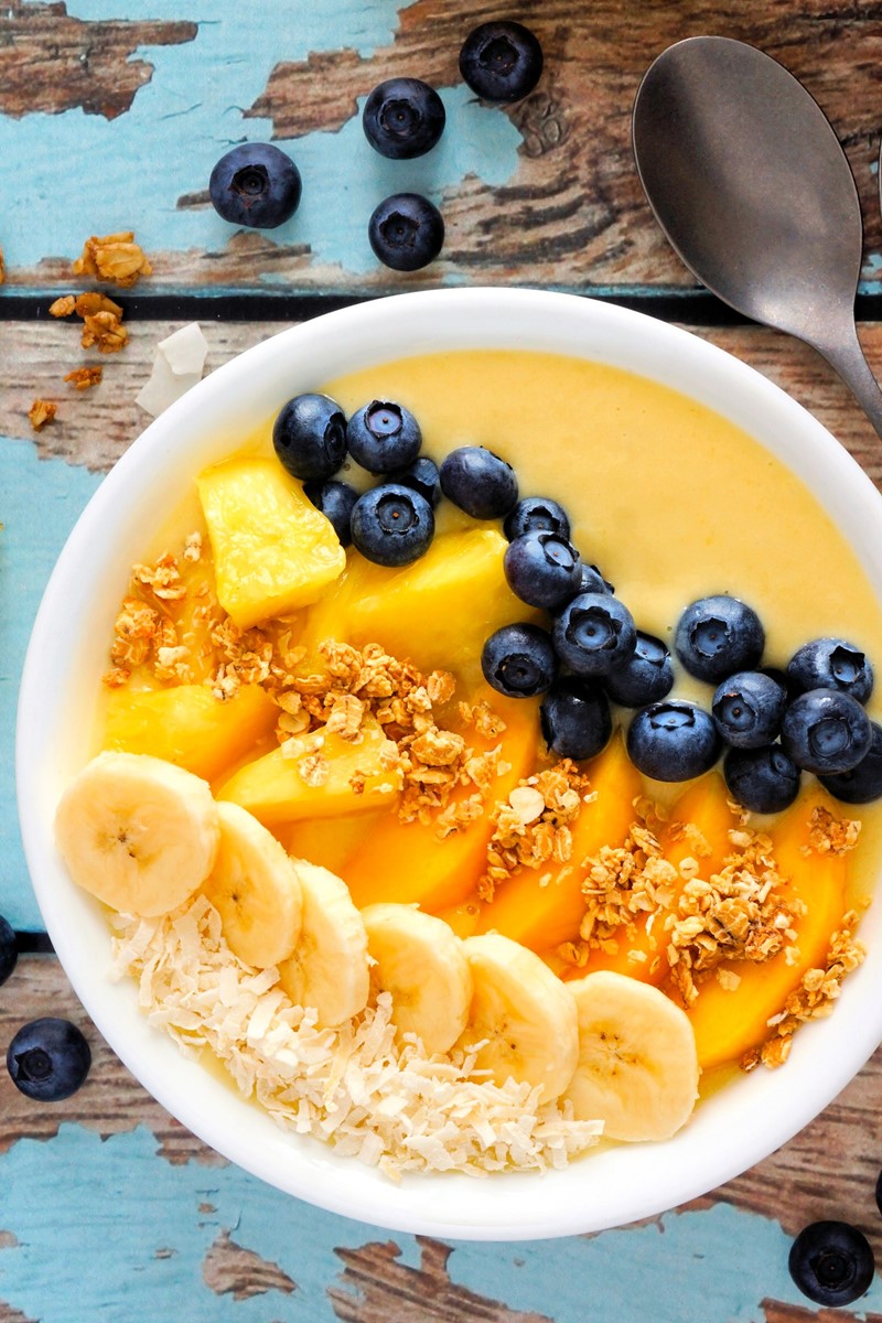 Dairy-Free Mango Colada Smoothies or Smoothie Bowls Recipe with Several Tropical Options and Tips. Plant-based, Vegan, Paleo, Gluten-free, and optionally Top Allergen Free.