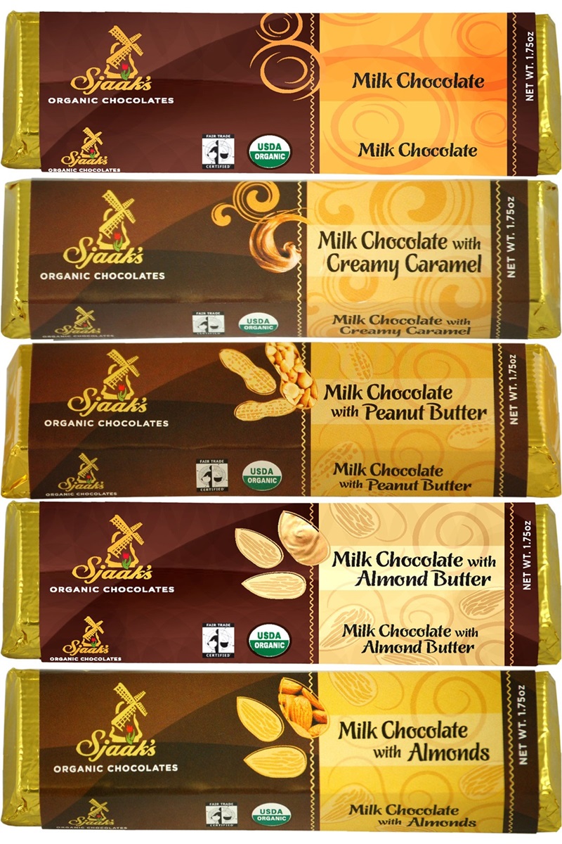 Sjaak's Melk Chocolate Bars Reviews and Info - Dairy-free and vegan milk chocolate in several varieties. Soy-free and made rice and almonds milks.