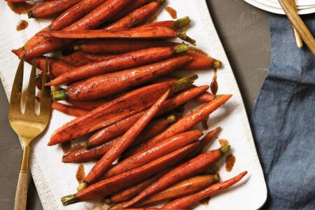 Maple-Glazed Carrots Recipe with Warm Spices - dairy-free, vegan, gluten-free, allergy-friendly, paleo-friendly, fast, easy and delicious!