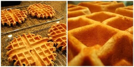 Sweet Wheat Vegan Waffles Recipe - a little wholesome, but wonderfully sweet and fluffy! Dairy-free, egg-free, nut-free, and optionally soy-free.