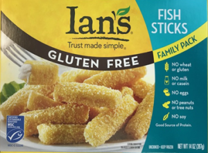 Ian's Fish Sticks Reviews and Info - gluten-free, dairy-free, egg-free, nut-free, soy-free, and sold in small boxes and family packs