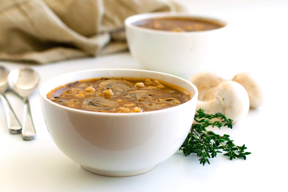 Hearty Dairy-Free Mushroom Barley Soup Recipe - a comforting, stew-like, chunky-style soup with delicious depth in flavor and loads of nutrition. Includes vegan and gluten-free options.