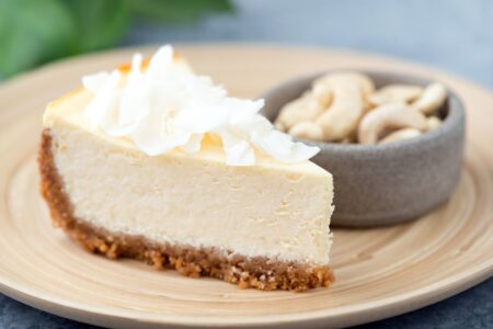 Vegan Cashew Cheesecake Recipe - rich, decadent, perfectly sweet, and lightly tangy. Plus this indulgent dessert is naturally plant-based, soy-free, dairy-free, egg-free, and optionally gluten-free!