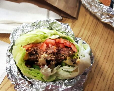 Five Guys Burger and Fries - Lettuce Wrap is a great dairy-free, gluten-free option