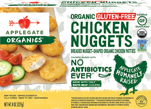 Applegate Farms Chicken Nuggets Reviews and Info - wheat, gluten-free, organic, and natural options - all antibiotic-free, nitrate-free, filler-free, dairy-free, egg-free, and more!