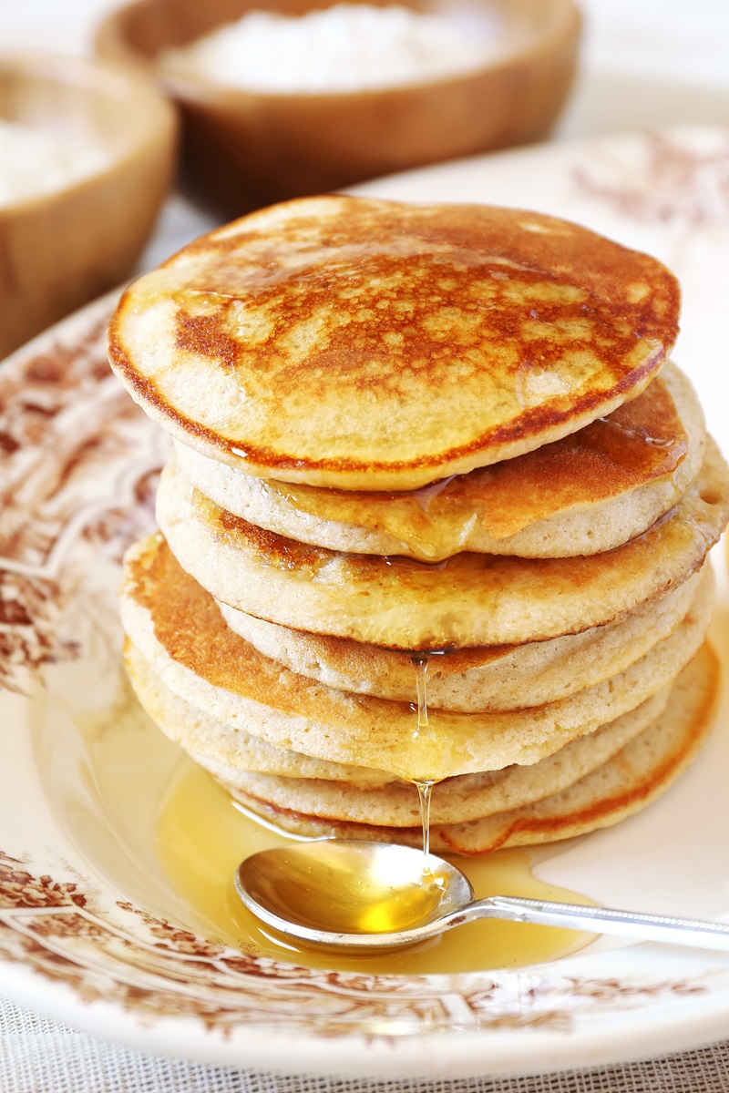 The Best Gluten-Free Vegan Pancakes Recipe - Fluffy Perfection! Includes freezer and toaster-friendly tips. Recipe is also dairy-free, egg-free, nut-free, and soy-free.