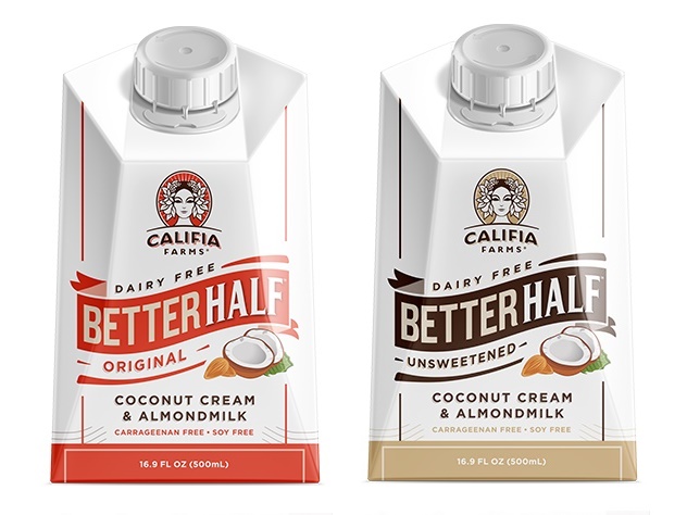 The Guide to Dairy Free Coffee Creamer: Numerous vegan-friendly and soy-free options (Califia Farms Better Half pictured) 