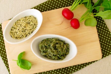Hemp Seed Pesto Recipe that Suits Almost Any Diet, from Raw Vegan to Paleo. Also nut-free, soy-free, and dairy-free.