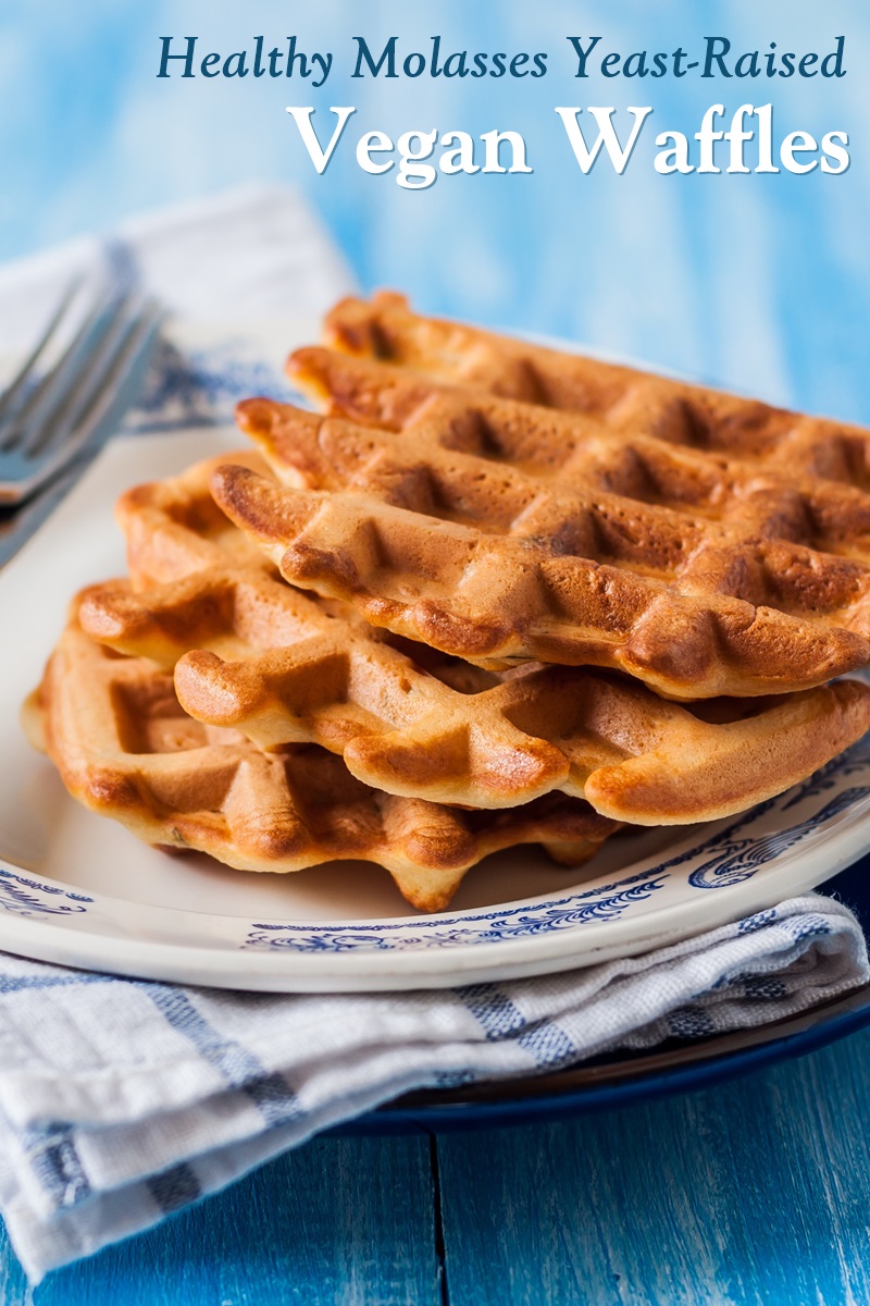 Vegan Molasses Yeast Waffles Recipe - a healthier popular waffle party recipe. Egg-free, dairy-free, nut-free, soy-free.
