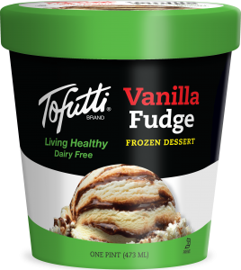 Tofutti Dairy-Free Ice Cream Reviews and Info - Vegan, Soy-Based, Classic. Pictured: Vanilla Fudge