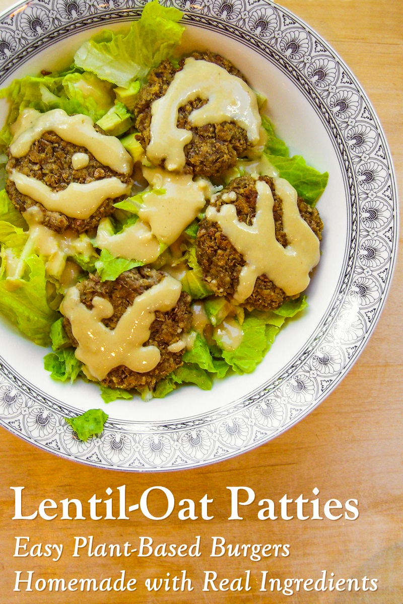 Plant-Based Lentil Oat Burgers Recipe - great vegan patties homemade with real ingredients from your pantry!