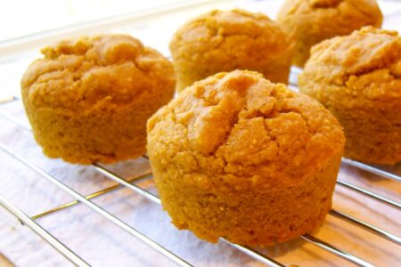 Gluten-Free Vegan Sweet Pumpkin Cornbread Muffins - a shortcut recipe! Made without dairy, eggs, gluten, nuts, and soy.