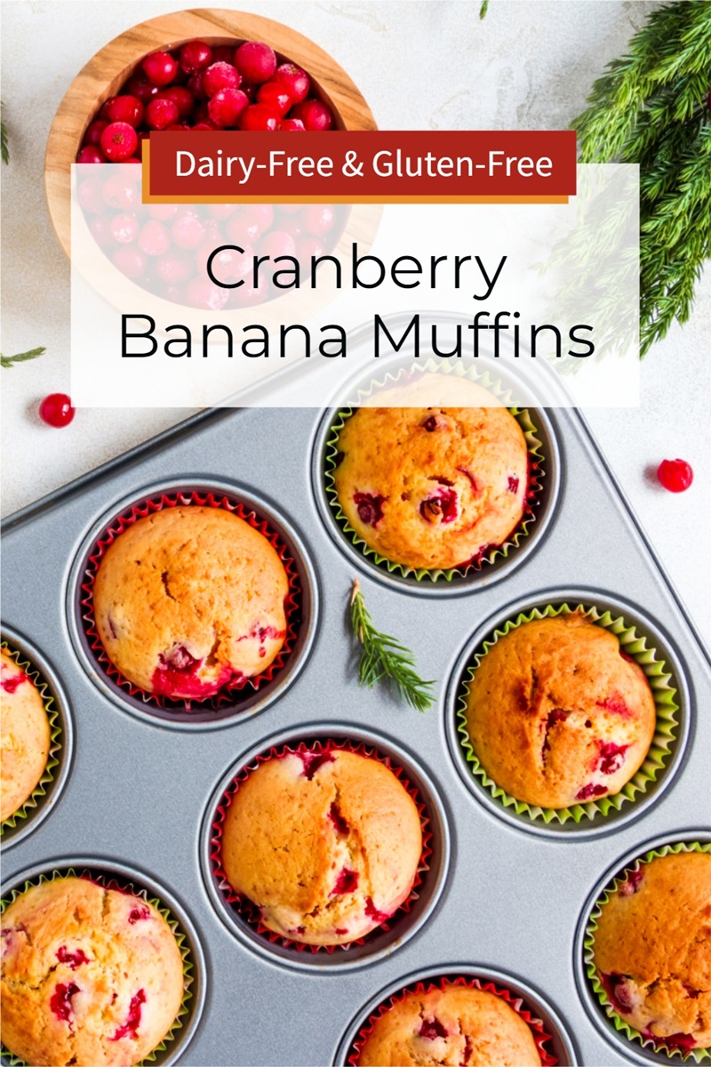 Dairy-Free Gluten-Free Cranberry Banana Muffins Recipe made with Almond Flour