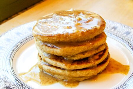 Fluffy Flourless Almond Oat Pancakes Recipe - naturally dairy-free, gluten-free, healthy, and delicious!