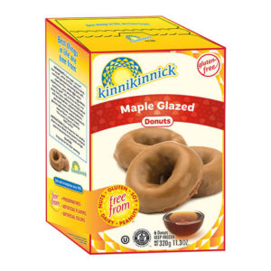 Kinnikinnick Donuts Reviews and Info - dairy-free, gluten-free, nut-free, soy-free frozen pastries. Pictured: Maple Glazed