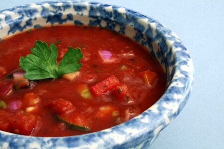 Vegan Gazpacho Recipe with Fire-Roasted Tomatoes - healthy cold soup that's loaded with plant-based ingredients