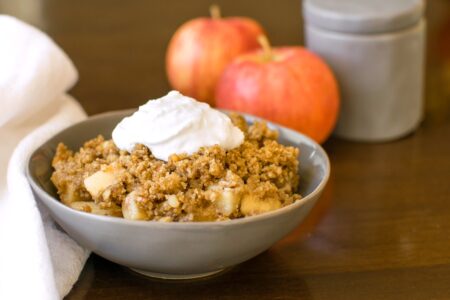 Vegan Maple Pecan Apple Crisp Recipe - dairy-free and butter-less! Gluten-free optional. Healthier with tons of variations and options to customize.