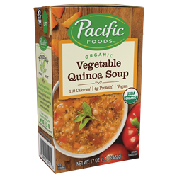 Pacific Foods Hearty Soups Reviews and Info - Dairy-Free Varieties. Pictured: Organic Vegetable Quinoa