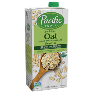 Pacific Foods Oat Milk Beverage Reviews and Info - 3 Organic and 1 Barista variety, all dairy-free, soy-free, nut-free, and vegan