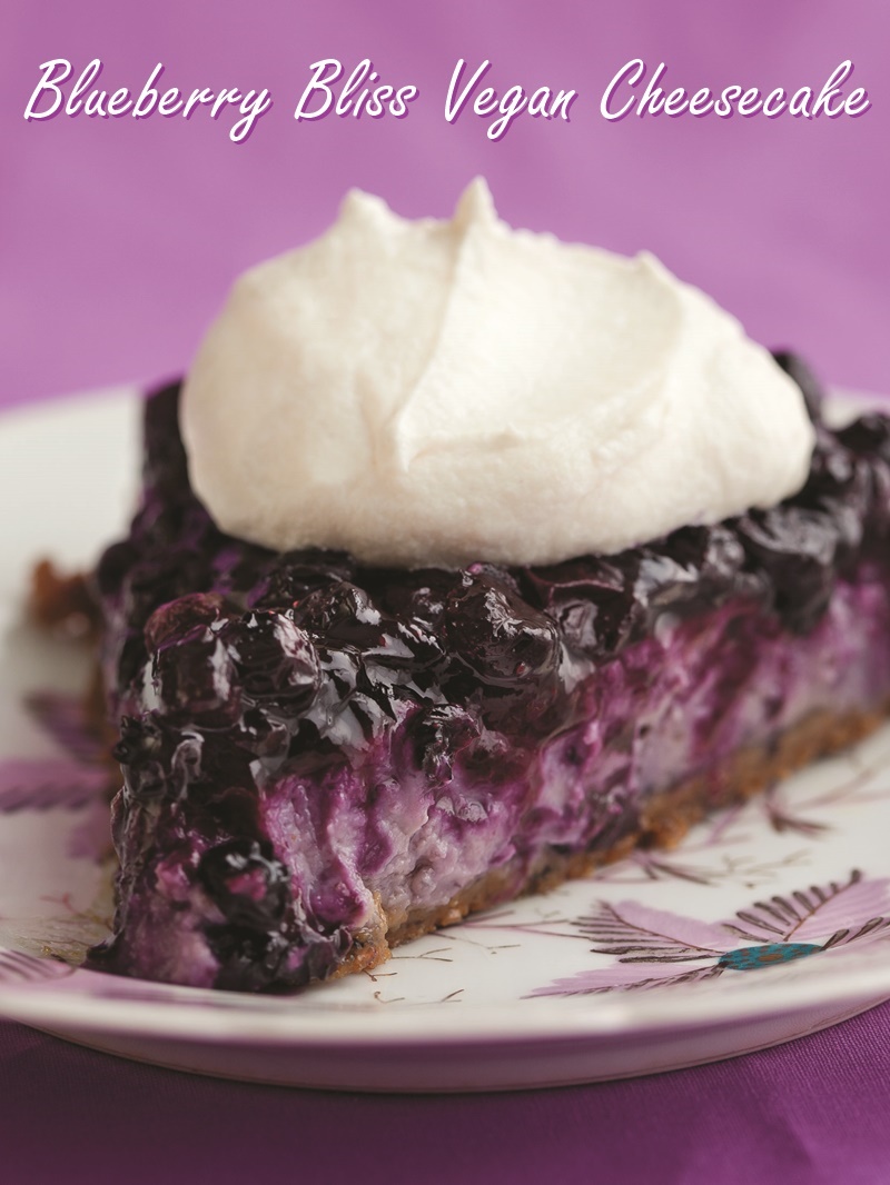 Blueberry Bliss Vegan Cheesecake with Vanilla Cookie Crust - recipe by famed cookbook duo, Isa Chandra Moskowitz and Terry Hope Romero
