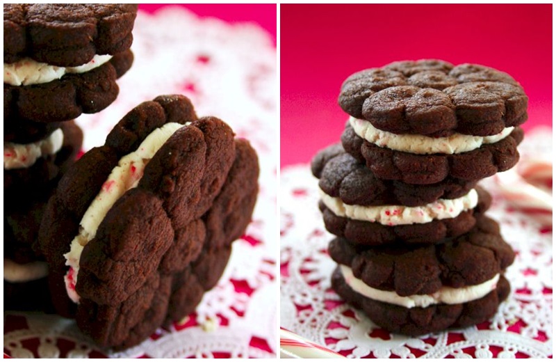 A Dozen of the Best Dairy-Free Holiday Cookie Recipes: Chocolate Peppermint Sandwich Creme Cookies Pictured