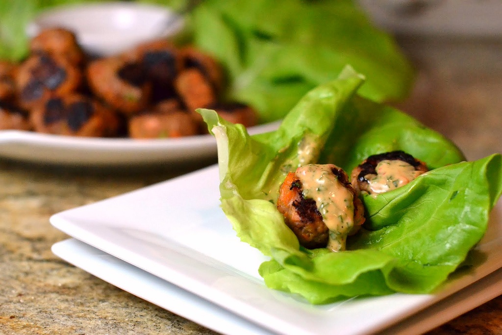 Thai Peanut Turkey Burger Sliders Recipe on Buns or in Lettuce Wraps (dairy-free, gluten-free, soy-free with egg-free and peanut-free options)