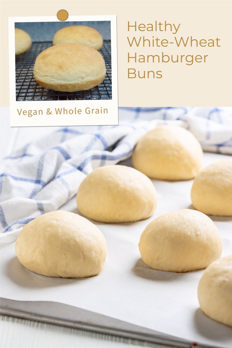 Healthy White-Wheat Hamburger Buns Recipe - tasty and tender, but made with 100% Whole Grains