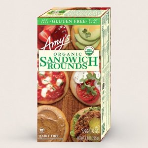 Amy's Organic Gluten-Free Sandwich Rounds Reviews and Info - Dairy-free, egg-free, nut-free, soy-free, and gum-free! No additives in these gluten-free "one buns."