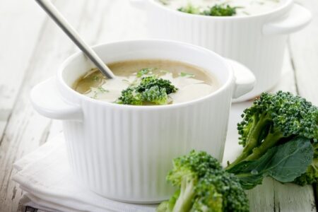 Healthy Dairy-Free Broccoli Cream Soup with Vegan Option
